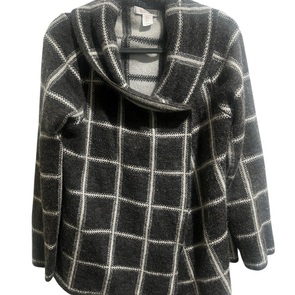 Ellen Tracy Sweaters - Ellen Tracy Gray and White Cowl Neck Sweater with Turtleneck